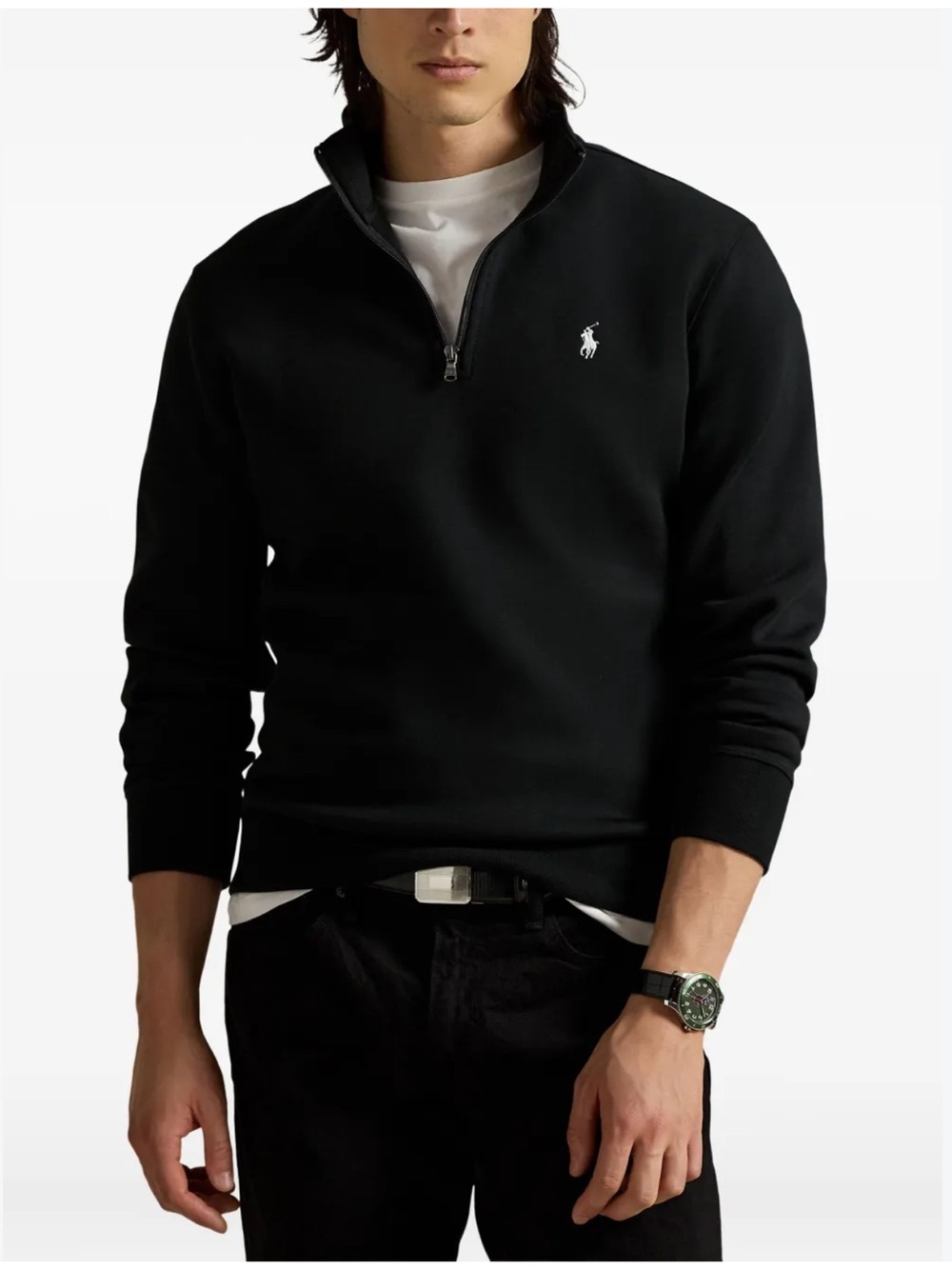 Polo by Ralph Lauren Black Half-Zip Pullover with White Pony